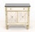 Hollywood Regency Style Mirrored Cabinet, the silvered painted frame with black marble top above two short drawers above...
