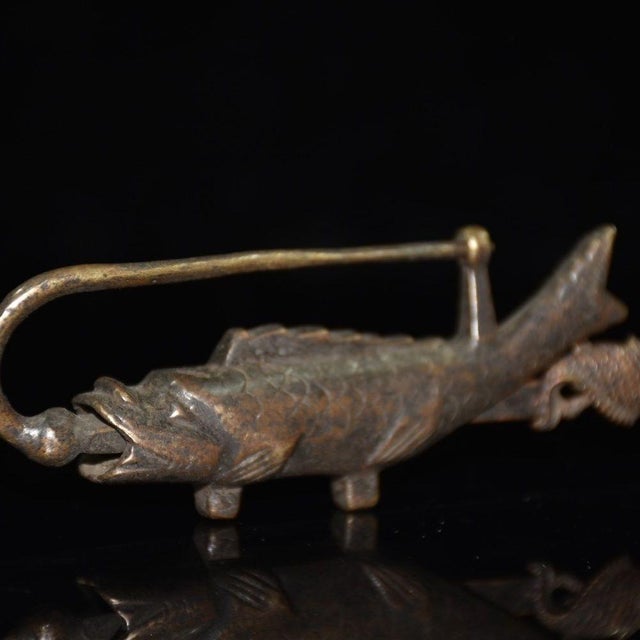 Brass Mid 20th Century Brass Carp Figural Padlock / Trick Lock For Sale - Image 8 of 9