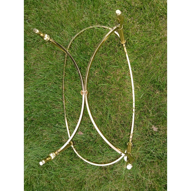 Vintage Ethan Allen Oval Brass Glass Coffee Table For Sale - Image 11 of 11