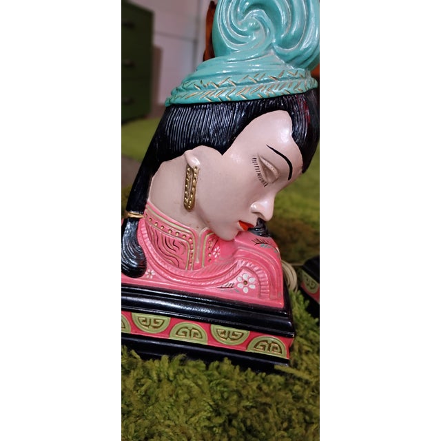 1950s Mid Century Modern Chalkware Lamps For Sale In Seattle - Image 6 of 11