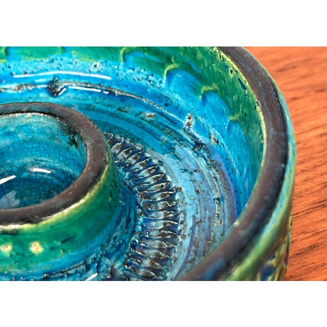 Mid-Century Modern Rimini Blu Pottery Candleholder by Aldo Londi for Bitossi, Italy, 1960s For Sale - Image 17 of 18