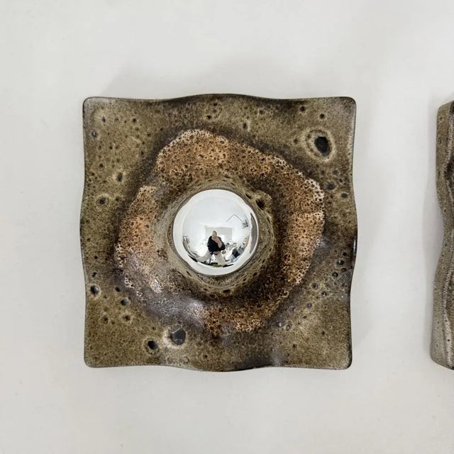 Mid-Century Wavy Ceramic Wall Lamps, 1970s, Set of 2 For Sale - Image 14 of 18