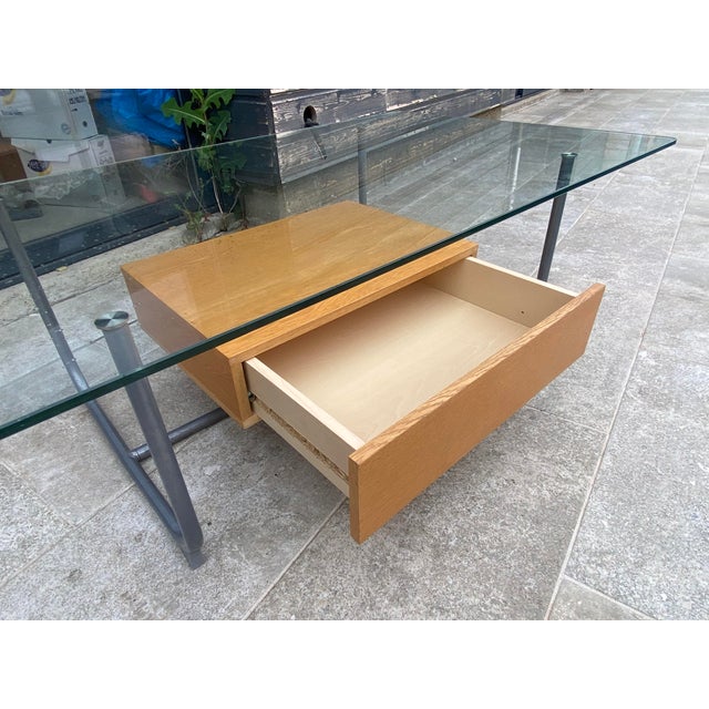 Tubular Glass and Wood Coffee Table with Drawer from Ikea, 1990s For Sale - Image 11 of 18