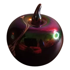 Vintage Silvestri Italy Iridescent Art Glass Apple Shaped Paper Weight