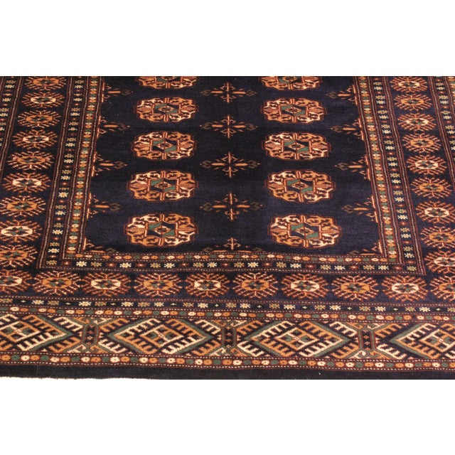 Boho Chic Bokhara Blue/Blue Hand Knotted Wool Rug For Sale In New York - Image 6 of 9