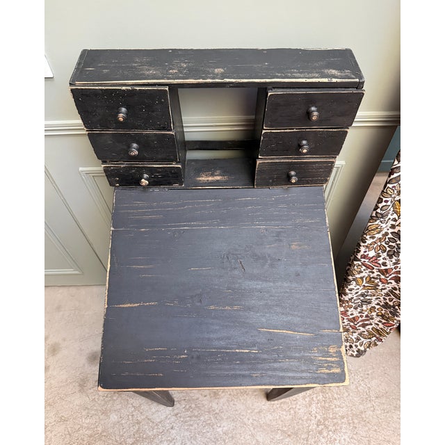 Small Antique Black Tiered Desk, 1890s For Sale - Image 4 of 15