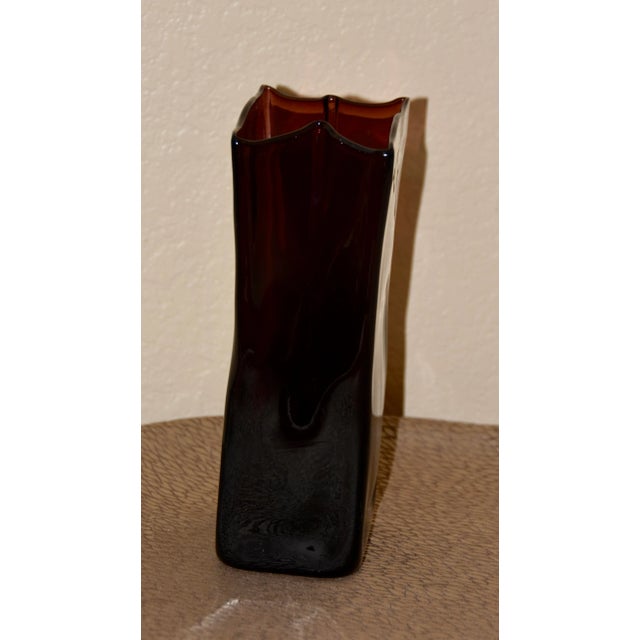 Early 20th Century Blenko Art Glass Hand Blown Paper Bag Vase For Sale - Image 5 of 10