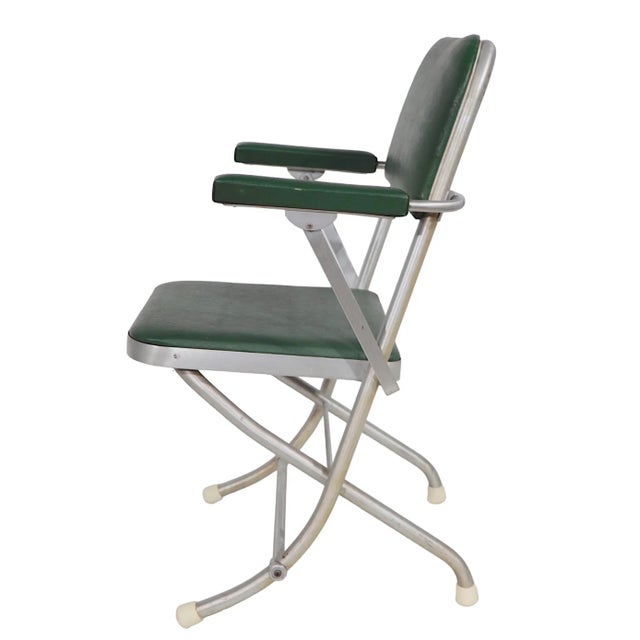 Warren Macarthur Set of Four Machine Age Art Deco Warren Mac Arthur Folding Lounge Chairs For Sale - Image 4 of 12