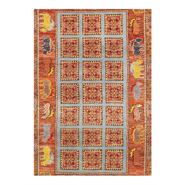 Fine Hand knotted pile carpet made with all natural dyes, hand carded, handspun wool, and finely woven with 150 kpi....