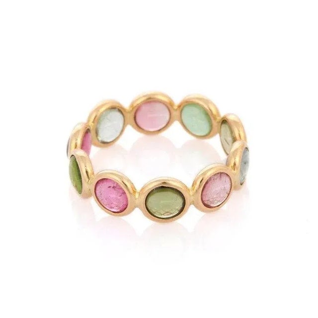 18k Solid Gold Multi-Tourmaline Infinity Band Size 4 For Sale - Image 4 of 10