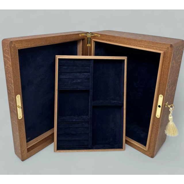 Burl Walnut Vintage Handmade Jewelry Casket Box Manning of Ireland Irish New For Sale - Image 10 of 10