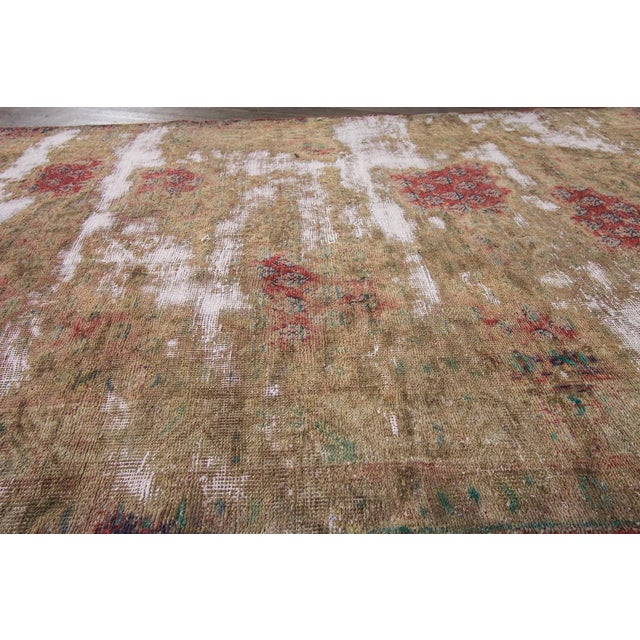 Textile Mid 20th Century Vintage Distressed Tabriz Wool Runner Rug For Sale - Image 7 of 8
