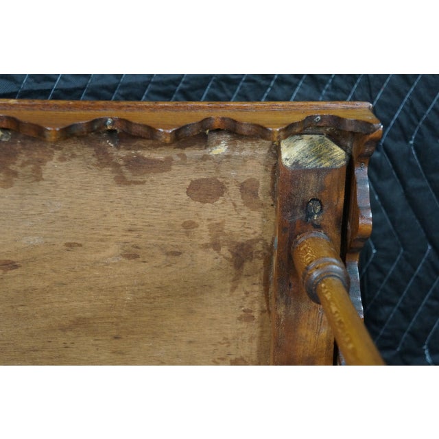 Antique Victorian Eastlake 2 Tier Walnut Hall Side Table Sawtooth Apron 25" For Sale - Image 15 of 18