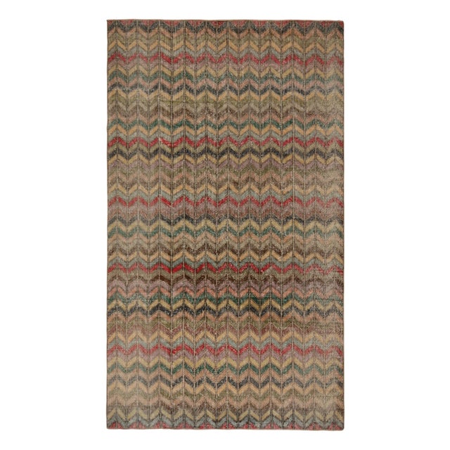Beige Vintage Zeki Muren Rug in Polychromatic Chevron Patterns - by Rug & Kilim For Sale - Image 8 of 8