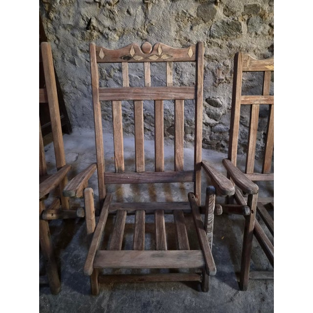 Vintage American Folding Hardwood Lounge Chairs, 1940s, Set of 6 For Sale - Image 9 of 18