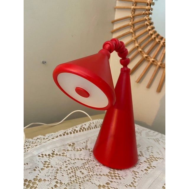 Plastic 1990s Ikea Postmodern Fryebo Red Flexible Led Table Lamp For Sale - Image 7 of 8