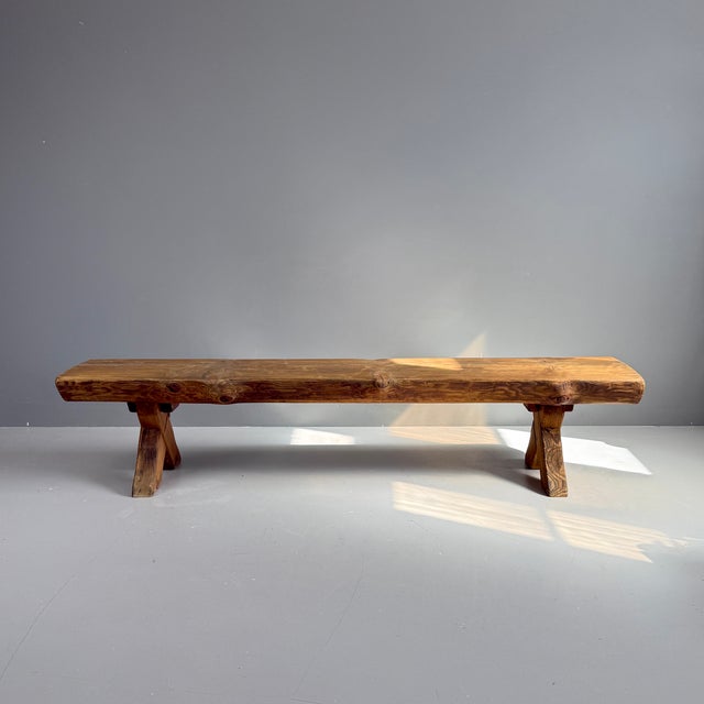 Vintage Wooden Brown Bench, 1970s, in Good conditions. Designed 1970 to 1979