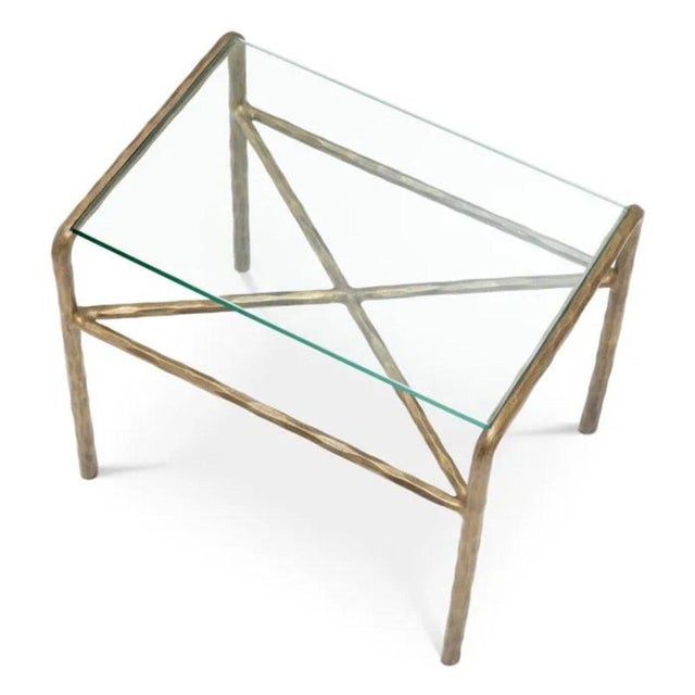 Vintage Brass Finish and Glass Side Tables, Set of 2 For Sale - Image 4 of 7