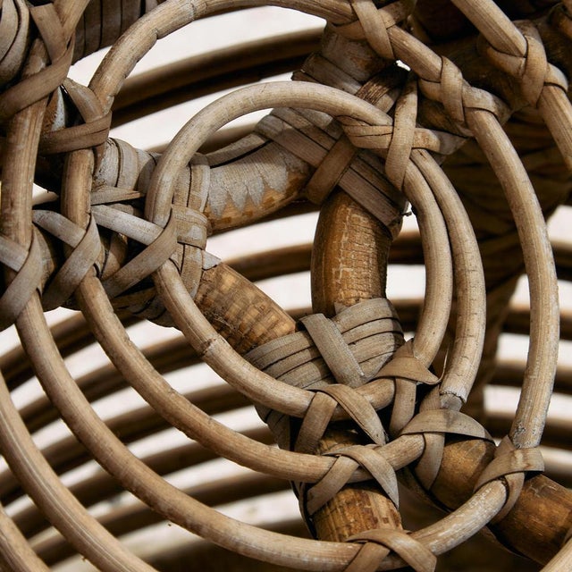 Set of Rattan and Bamboo Chair and Ottoman, 1970s For Sale - Image 10 of 18