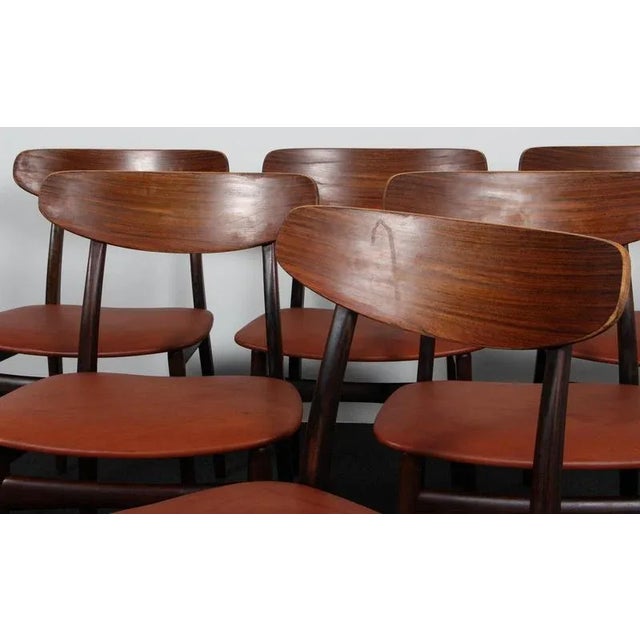 1970s Rosewood Dining Chairs attributed to Henning Kjærnulf, 1970s, Set of 6 For Sale - Image 5 of 8