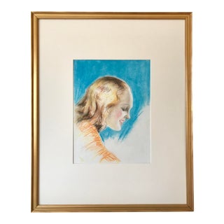 Vintage Art Deco Pastel Portrait of a Woman Charles Sheldon C. 1920s For Sale