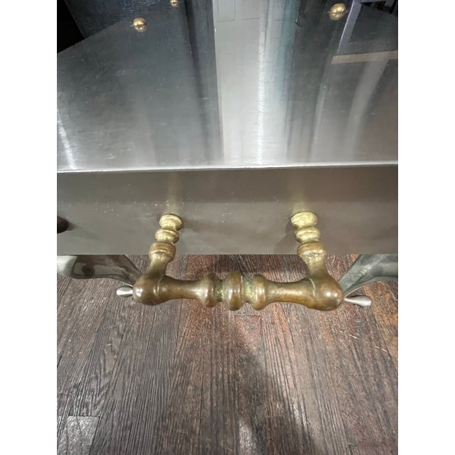 Silver Mid-Century Modern Stainless With Brass Footman Cocktail Coffee Table For Sale - Image 8 of 12