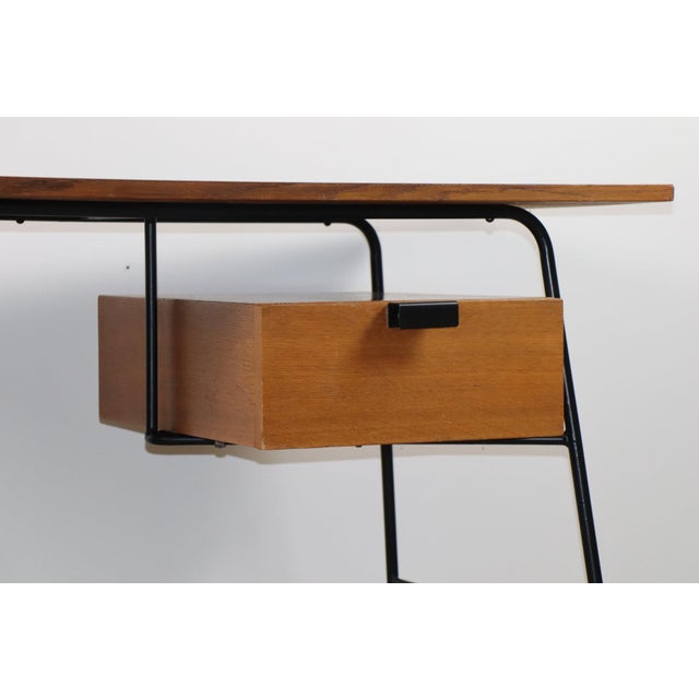 Black Desk by Pierre Paulin for Thonet in Oak and Black Metal, 1950s For Sale - Image 8 of 18