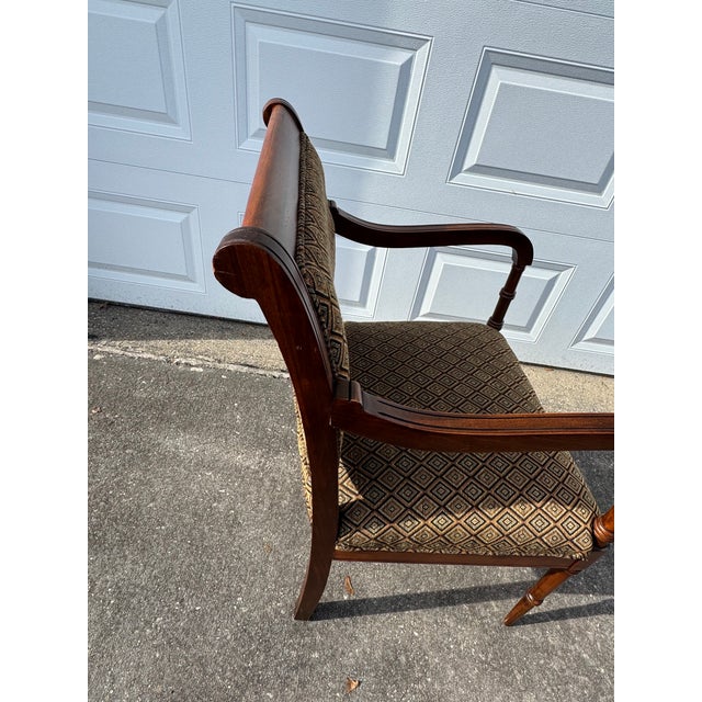Vintage Fairfield Armchair Traditional Style Geometric Upholstery Wood Frame For Sale - Image 10 of 12