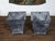Gray Pair of Industrial Style Grey Metal Planters with Tapered Lines and Ring Pulls For Sale - Image 8 of 11