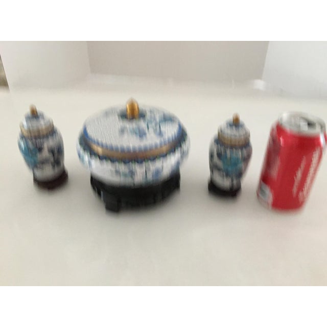 1950s Cloisonn Ginger Jars and Lidded Bowl - Set of 3 For Sale - Image 9 of 13