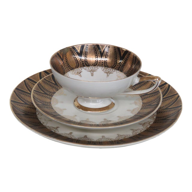1950s HMS Royal Hanover Germany Bavaria Cup Saucer Dessert Plate 3pc For Sale