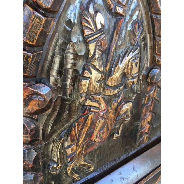 Brown 20th Century Carved and Polichromed Cabinet Bar on Stand Varqueno, Buffet, Spain For Sale - Image 8 of 13