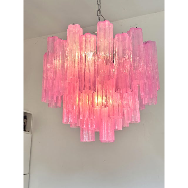 2020s Spectacular Fucsia “Tronchi” Murano Glass Chandelier D60 For Sale - Image 5 of 6