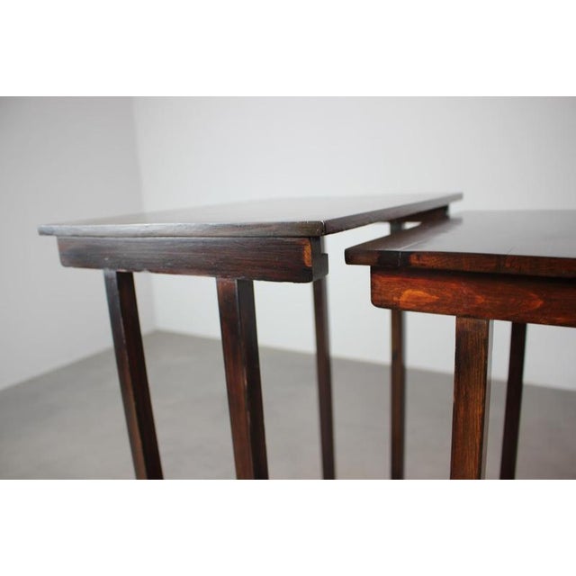 Art Deco Nesting Tables in Mahogany Veneer, Former Czechoslovakia, 1930s, Set of 3 For Sale - Image 12 of 18