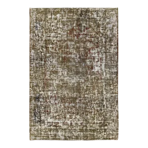 Mid 20th Century Vintage Persian Rug With Modern Design in Shades of Yellow-Green