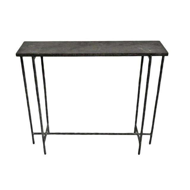 Dark Gray Grey Smoke Slate Thin Console Table 35" For Sale - Image 8 of 8