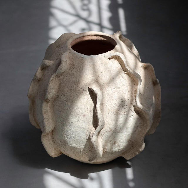 Terra Cotta Unglazed Terracotta Sculptural Vase | One of a Kind For Sale - Image 8 of 11