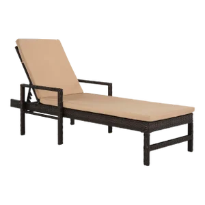 Rattan Sun Lounger in Brown & Beige
