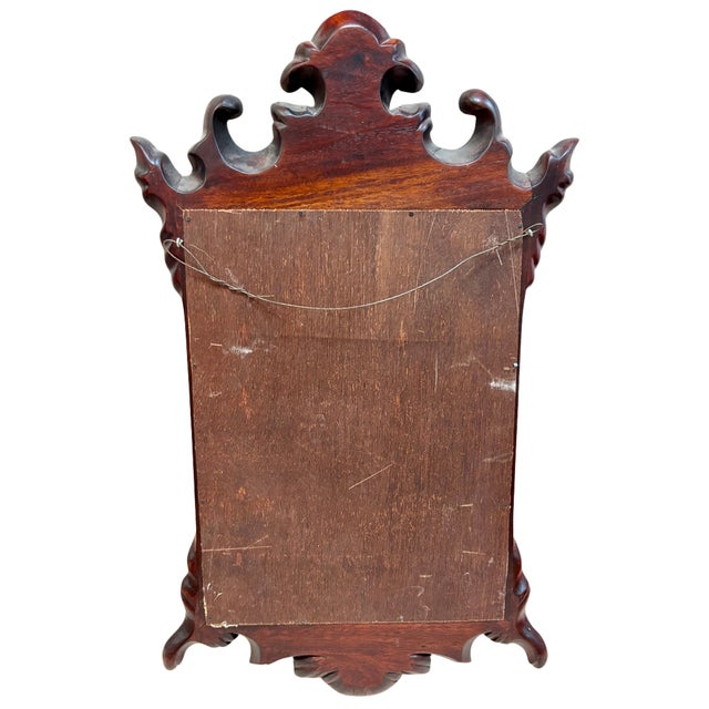 Vintage Chippendale Style Mahogany Fretwork Wall Mirror With Gilt Shell, C. 1950 For Sale - Image 4 of 7