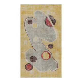 1960s Vintage Zeki Müren Art Deco Rug in Yellow With Abstract Pattern From Rug & Kilim For Sale