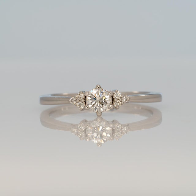 2020s Earth Mined Diamond Ring With Diamond Accents: Solid 14k Gold – Round, 4mm, Size 6.75 For Sale - Image 5 of 9