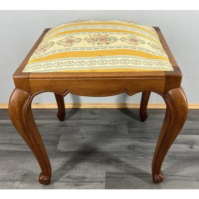 Vintage French Louis Style Oak Ottoman For Sale - Image 10 of 10