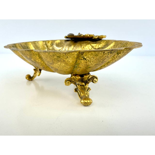 Vintage Italianate Gilt Metal Shell-Form Footed Soap Dish For Sale - Image 4 of 9