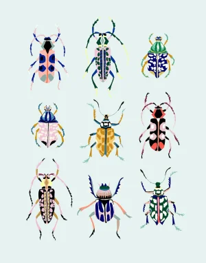 Beetle Box (Pale Blue) Contemporary Giclee Print by Sarah Gordon