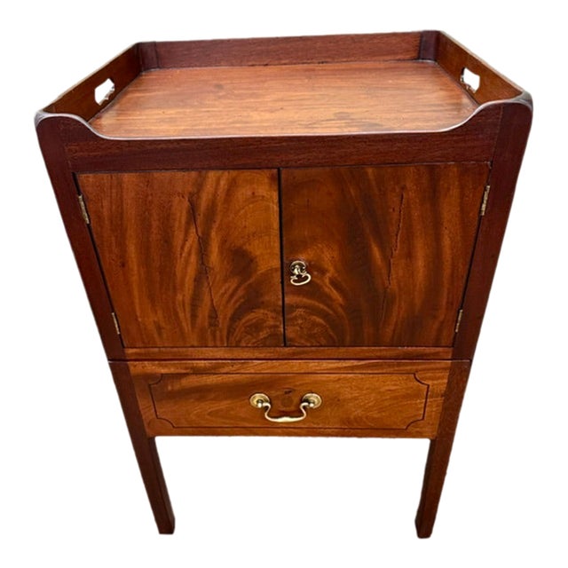 Antique English George III Mahogany Gallery Top Bedside Commode For Sale