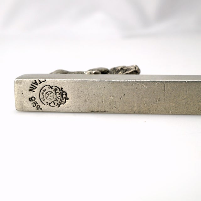 Silver Vintage Set of Three Etain Royal Rue De France Pewter Knife Rests Duck, Pheasant, and Dog For Sale - Image 8 of 9