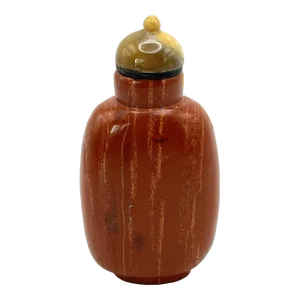 Vintage Red Jasper Snuff Bottle With Vertical White Lines