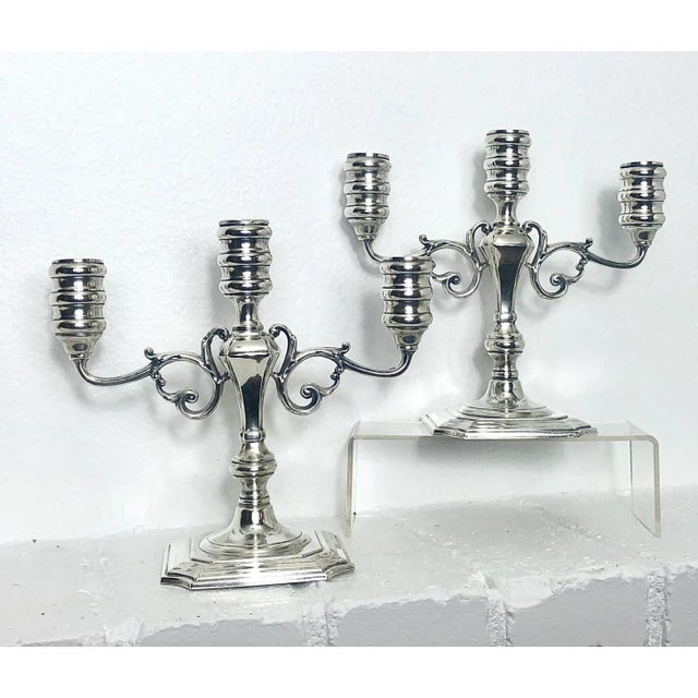 Vintage Sterling Silver Pilgrim Candelabras Monogramed "B" - a Pair For Sale - Image 10 of 10