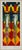Whimsical textured relief painting of two stylized twin jesters in primary colors, their long mask-like faces created with...