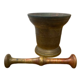 19th Century Oxidized Italian Bronze Mortar & Pestle For Sale